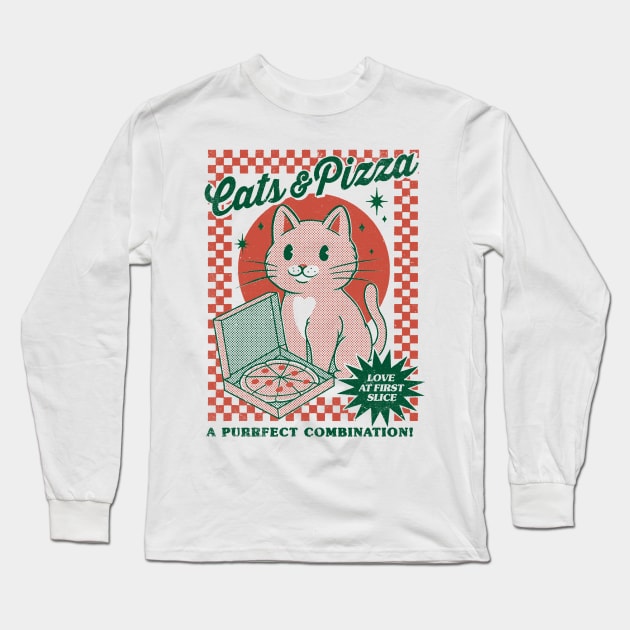 Cats and Pizza Long Sleeve T-Shirt by thiagocorrea